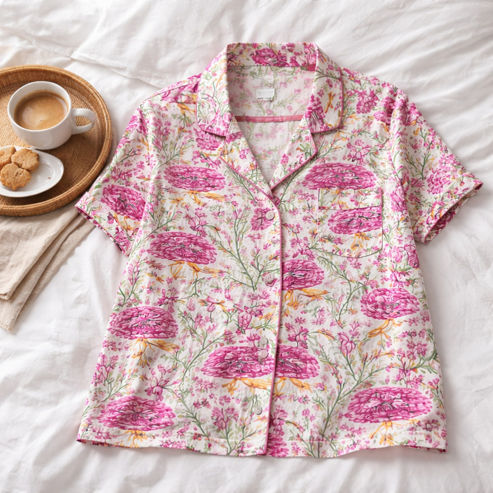 Printfresh Block Print Floral Bird Top 1X